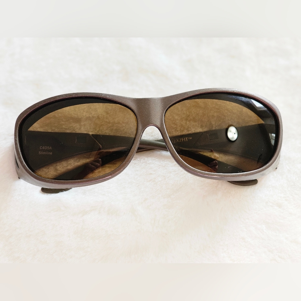 Cocoons C405A Flex2fit Slim Line Metallic Brown Durable Plastic Sunglasses ONLY
